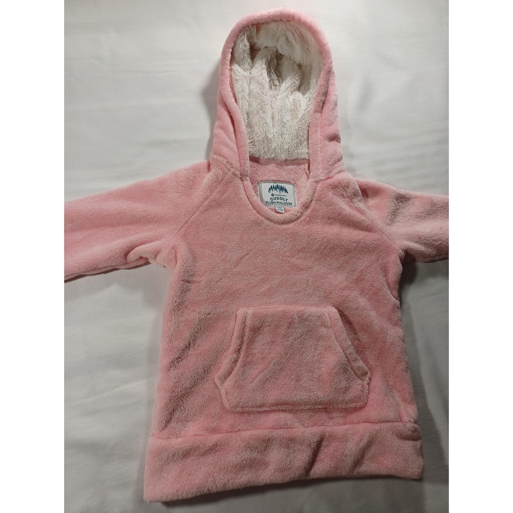 Member's Mark Plush Pullover Hoodie Girls 5/6 Pink Cuddly Sherpa Lined Cozy - Picture 2 of 7